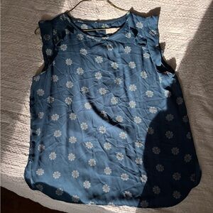 LOFT Blue Floral Print Blouse